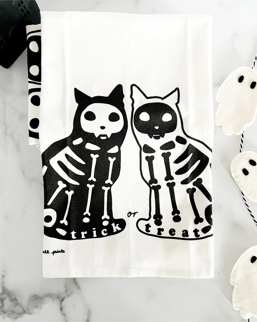 Cat Skeleton Tea Towel