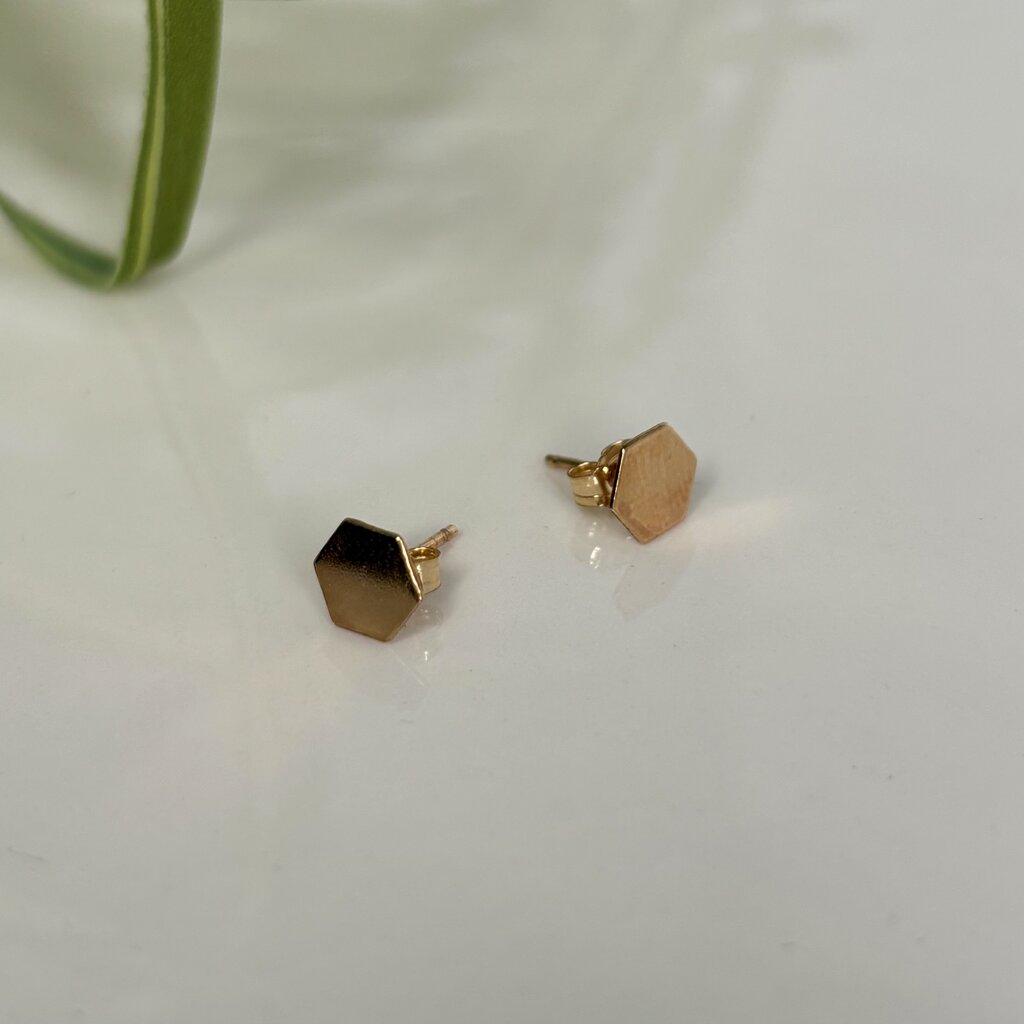 Gold-Filled Hexagon Earrings