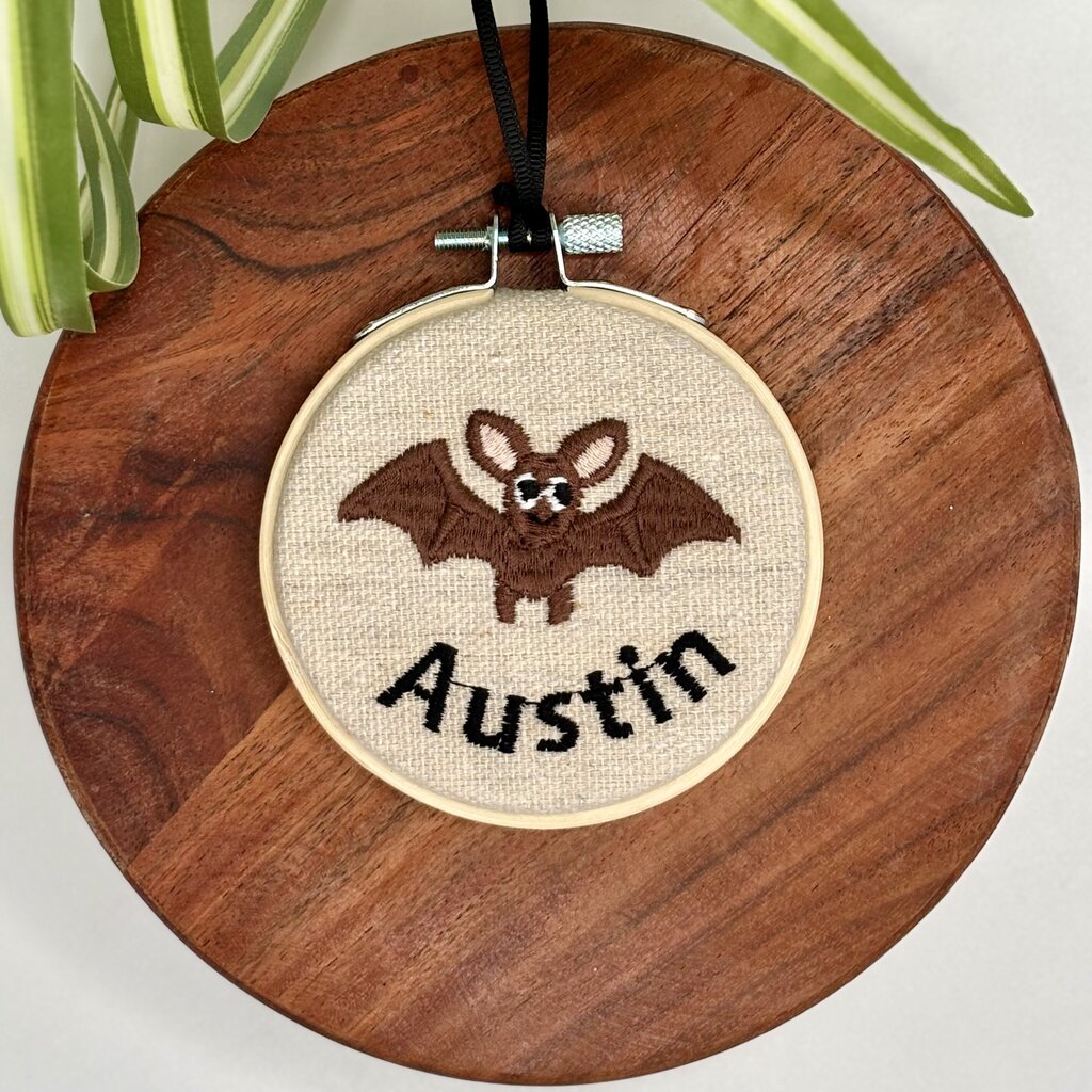 Austin Bat Embroidered Hoop