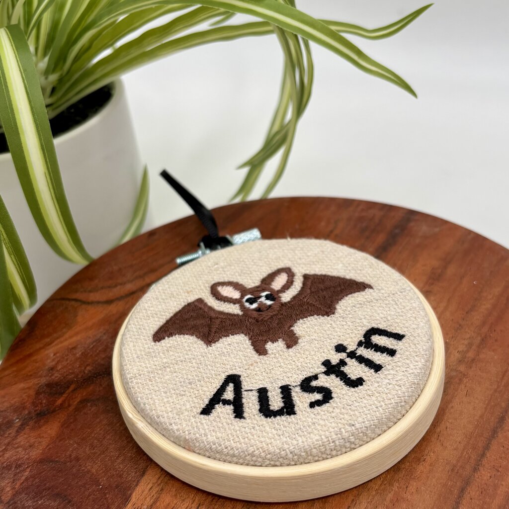 Austin Bat Embroidered Hoop