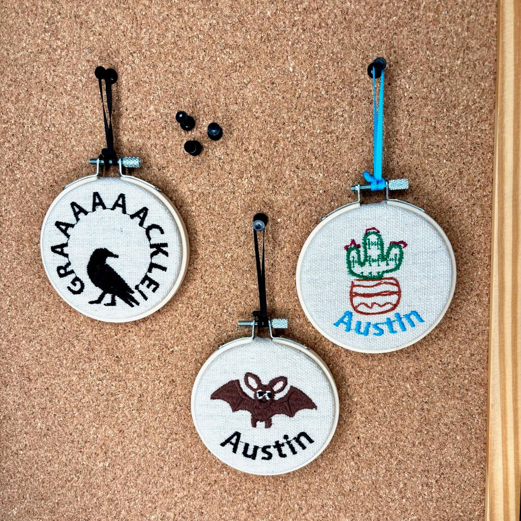Austin Bat Embroidered Hoop