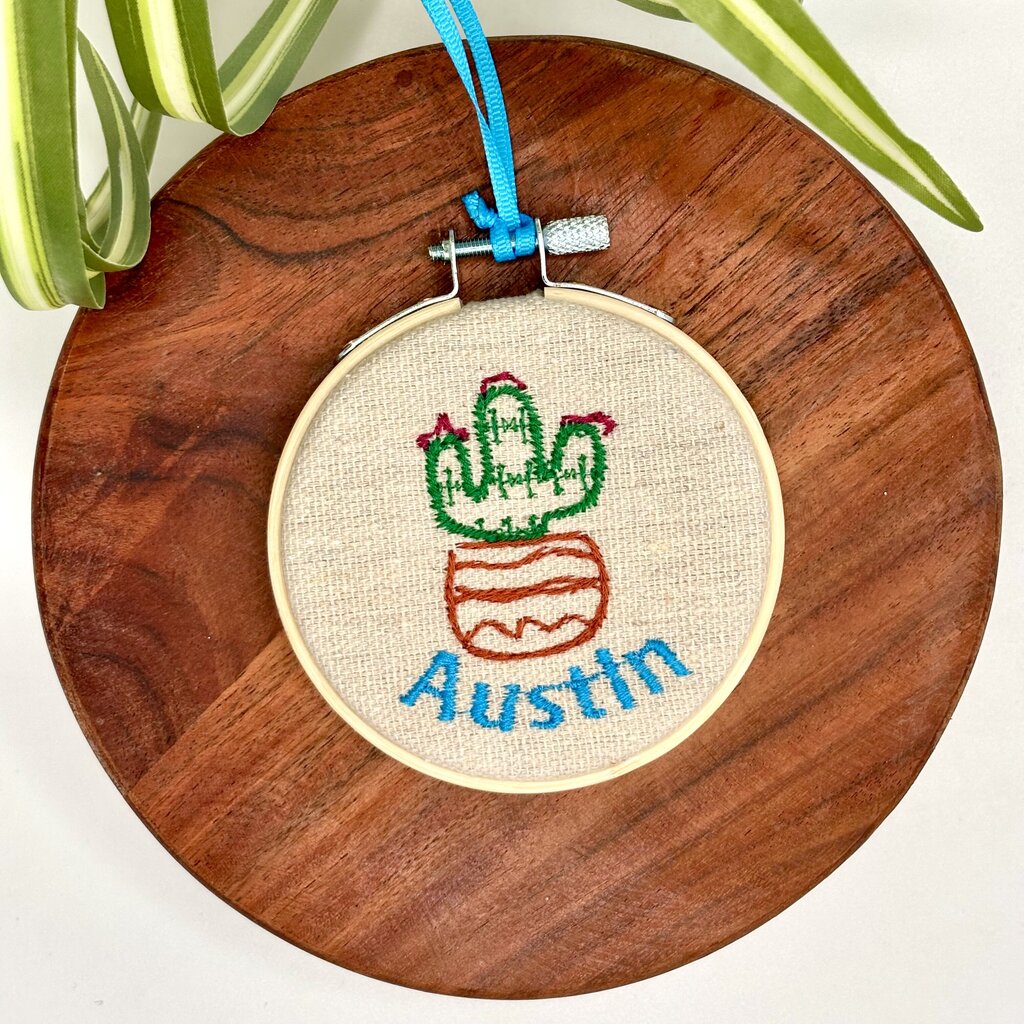 Austin Cactus Embroidered Hoop