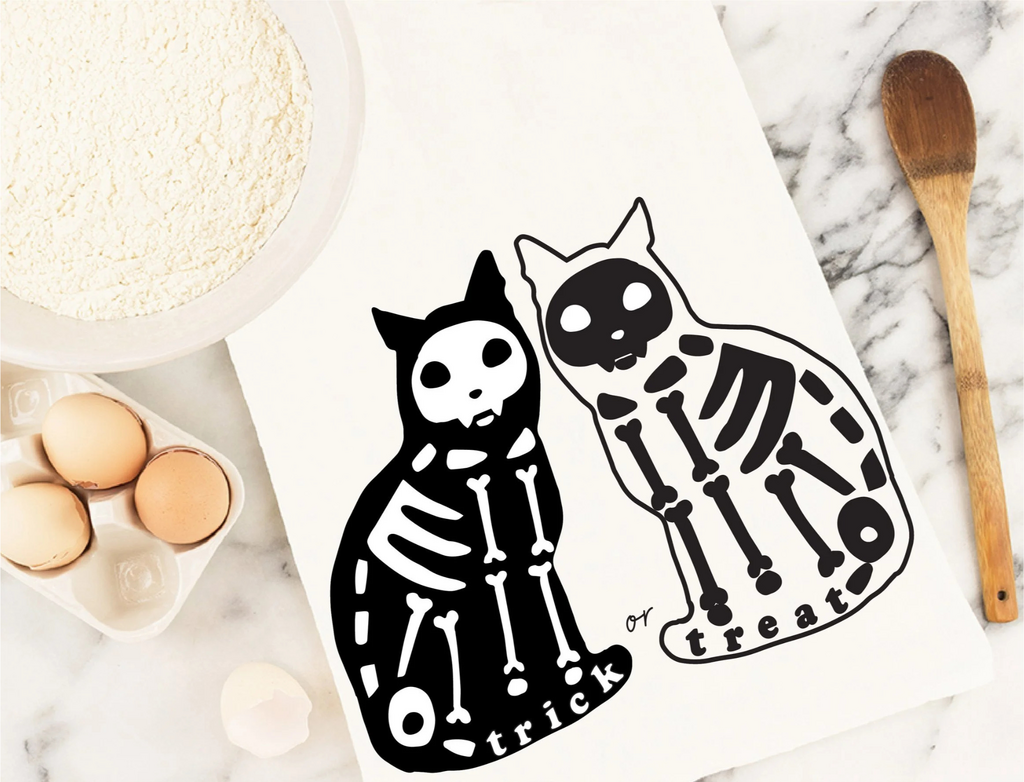 Cat Skeleton Tea Towel