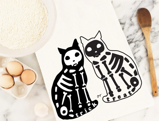 Cat Skeleton Tea Towel