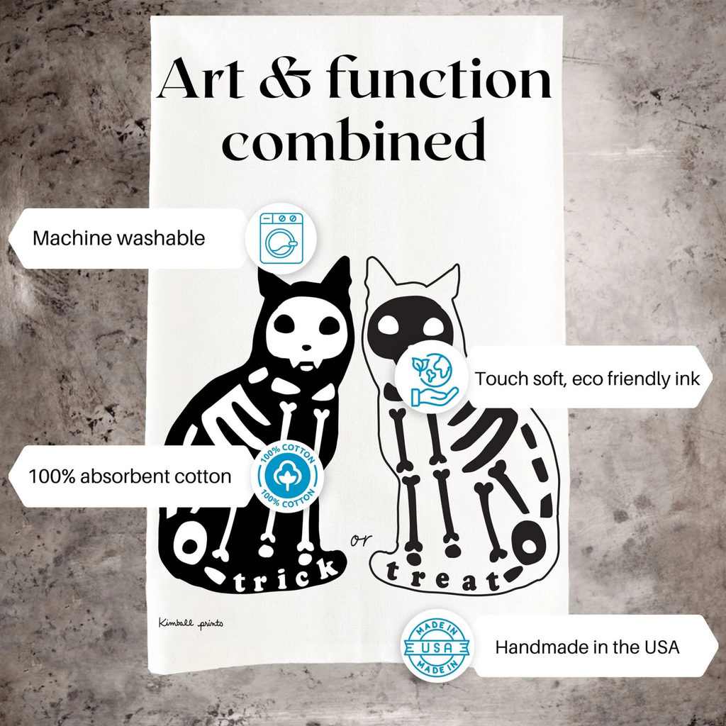 Cat Skeleton Tea Towel